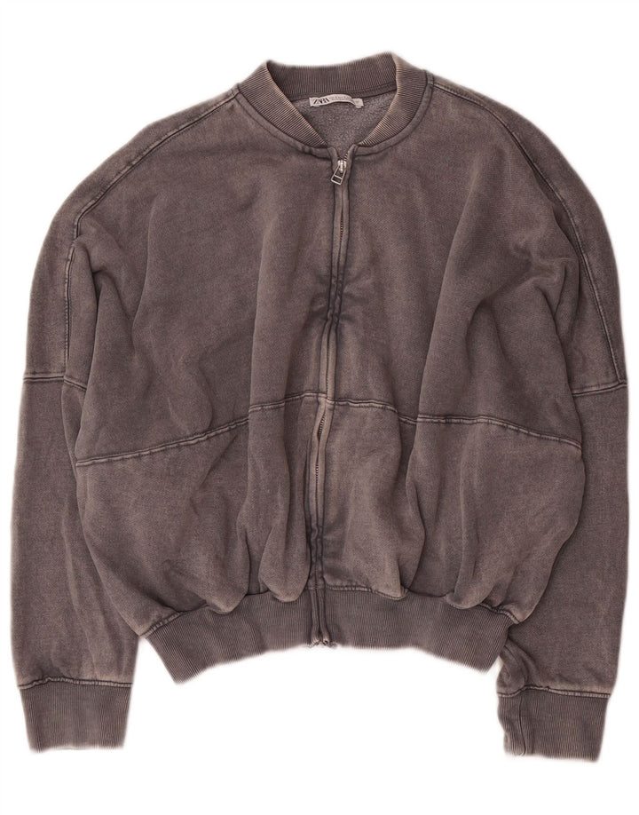 Zara γυναικεία φόρμα υπερμεγέθης μπουφάν UK 10 Small Grey Cotton