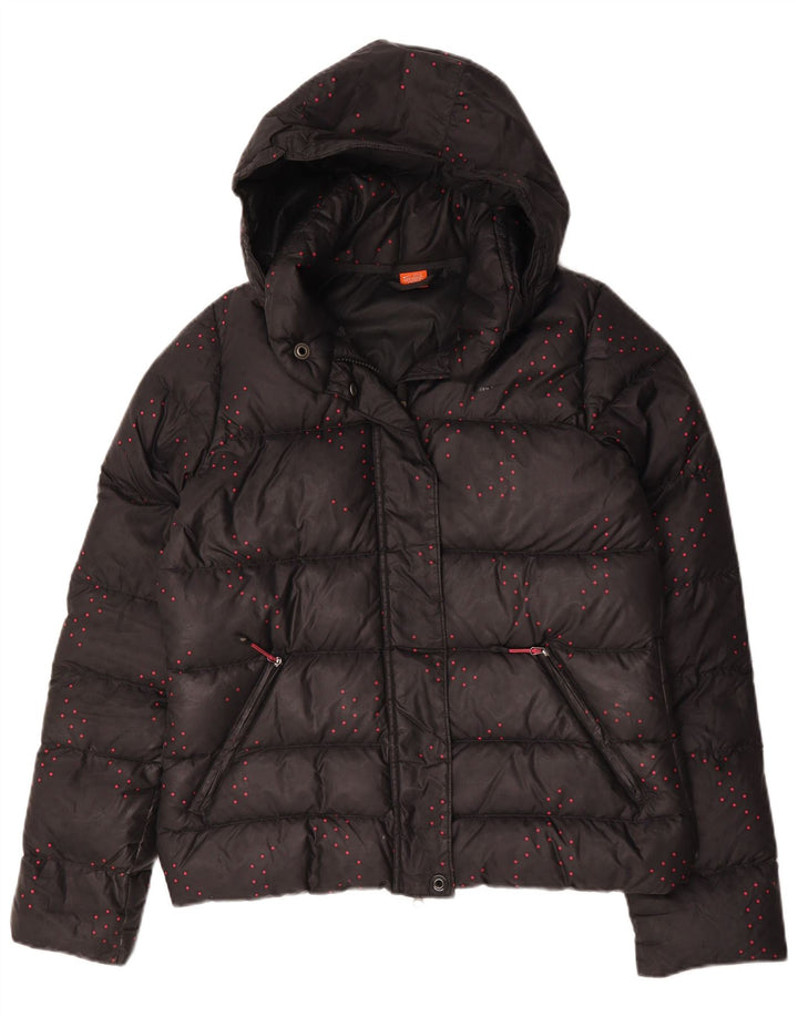 Γυναικείο μπουφάν Nike με κουκούλα με επένδυση UK 12 μέτρια μαύρα στίγματα