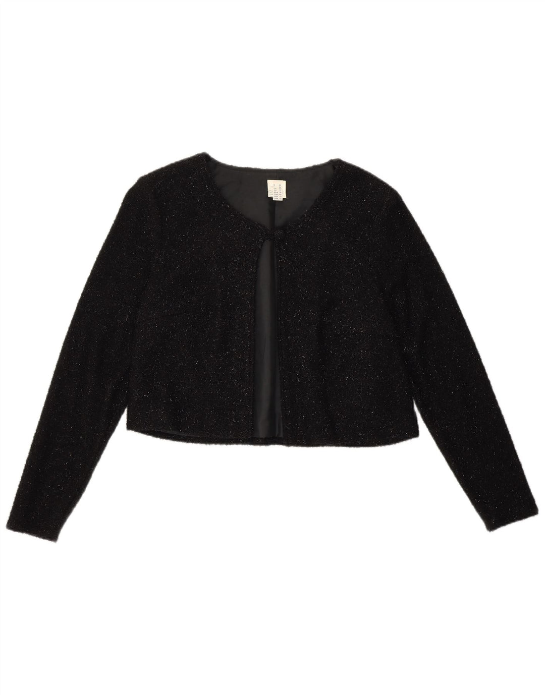 VINTAGE Γυναικείο μπουφάν Bolero UK 12 Medium Black Flecked Nylon