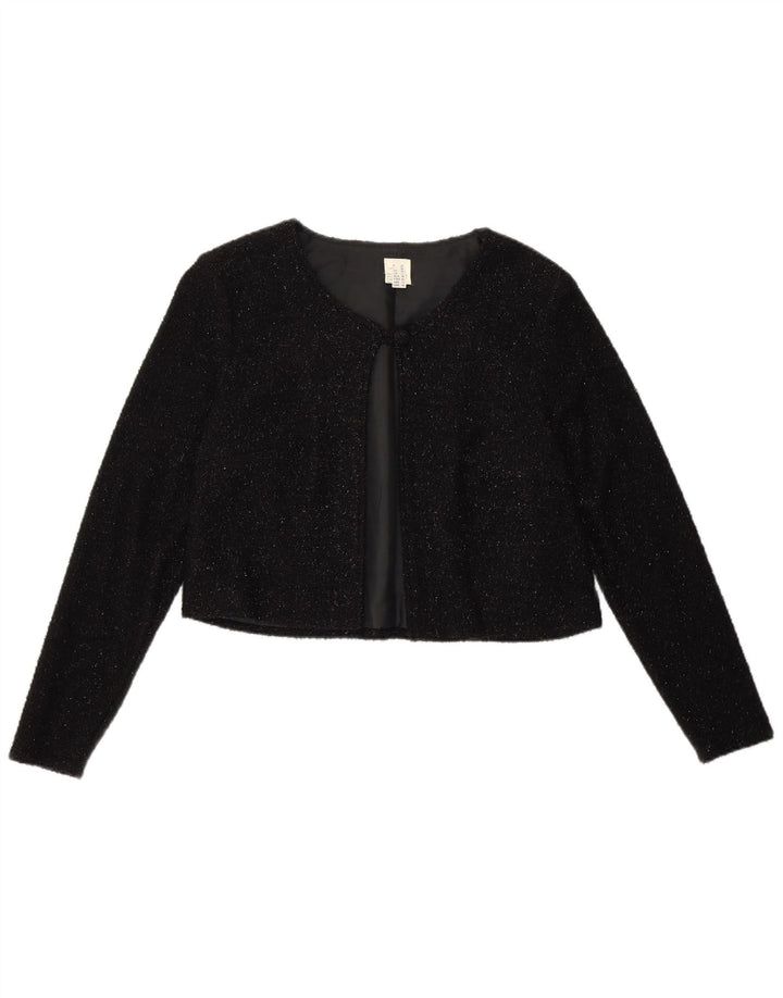 VINTAGE Γυναικείο μπουφάν Bolero UK 12 Medium Black Flecked Nylon