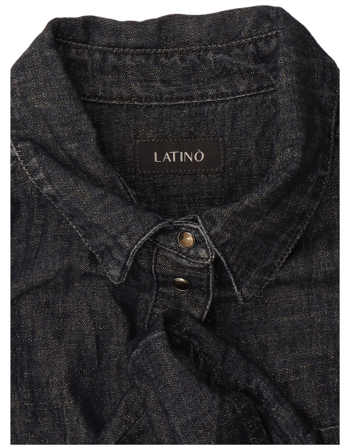 Vintage γυναικείο πουκάμισο UK 12 Medium Navy Blue