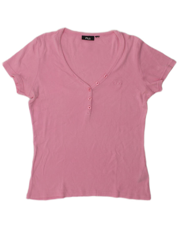 Fila Γυναικείο T-Shirt Top UK 14 Medium Pink Βαμβακερό