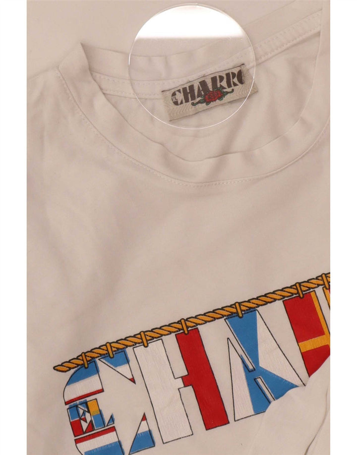 Charro Ανδρικό γραφικό T-Shirt Top Medium White
