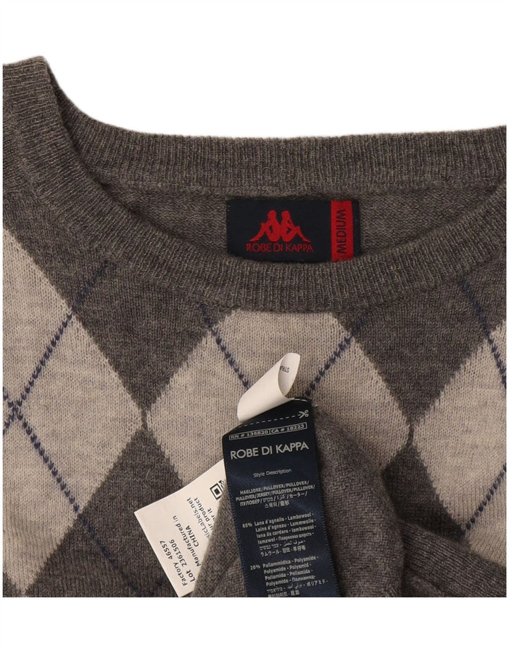 Ανδρικό πουλόβερ Kappa Boat Neck Jumper Medium Grey Argyle/Diamond Wool