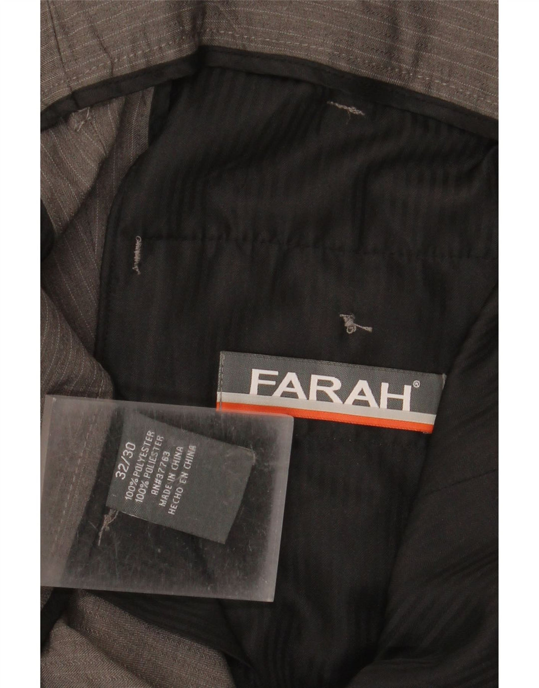 Farah Ανδρικό ίσιο κομμένο παντελόνι W32 L24 Γκρι ρίγες πολυεστέρας