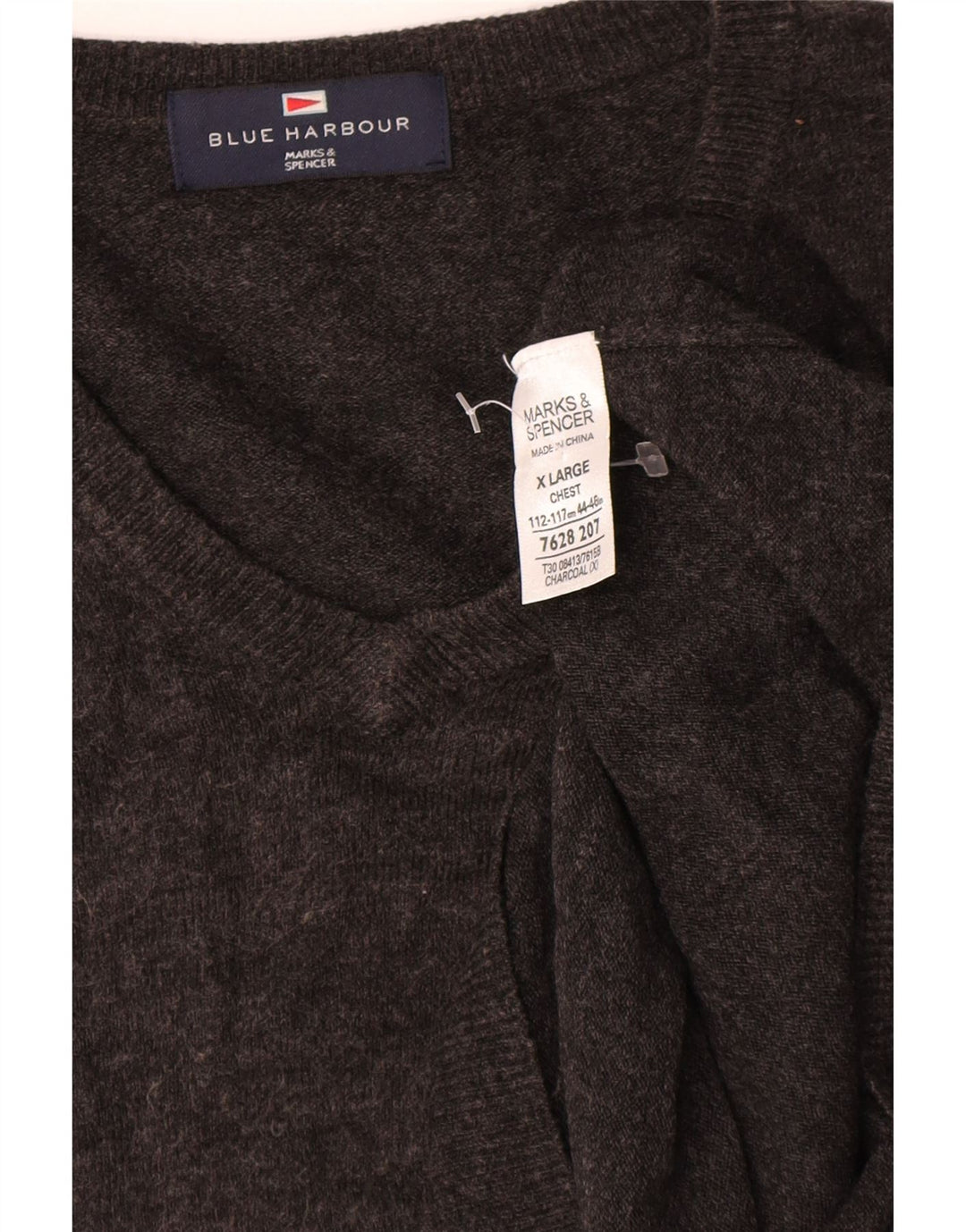 Ανδρικό πουλόβερ Marks & Spencer Blue Harbor με V-Neck Jumper XL Γκρι ακρυλικό