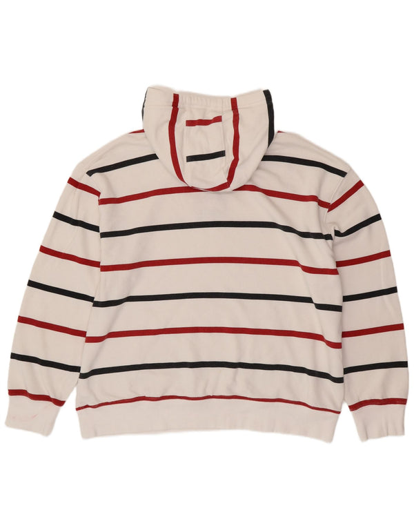 TOMMY HILFIGER Ανδρικό μπλουζάκι με κουκούλα 2XL Λευκό βαμβακερό ριγέ