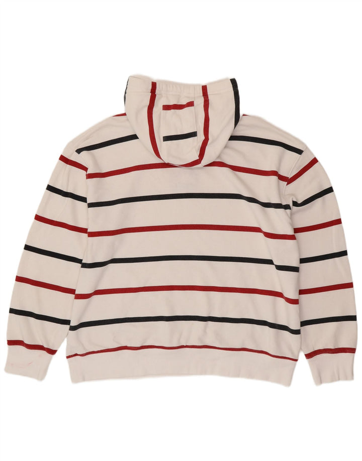 TOMMY HILFIGER Ανδρικό μπλουζάκι με κουκούλα 2XL Λευκό βαμβακερό ριγέ