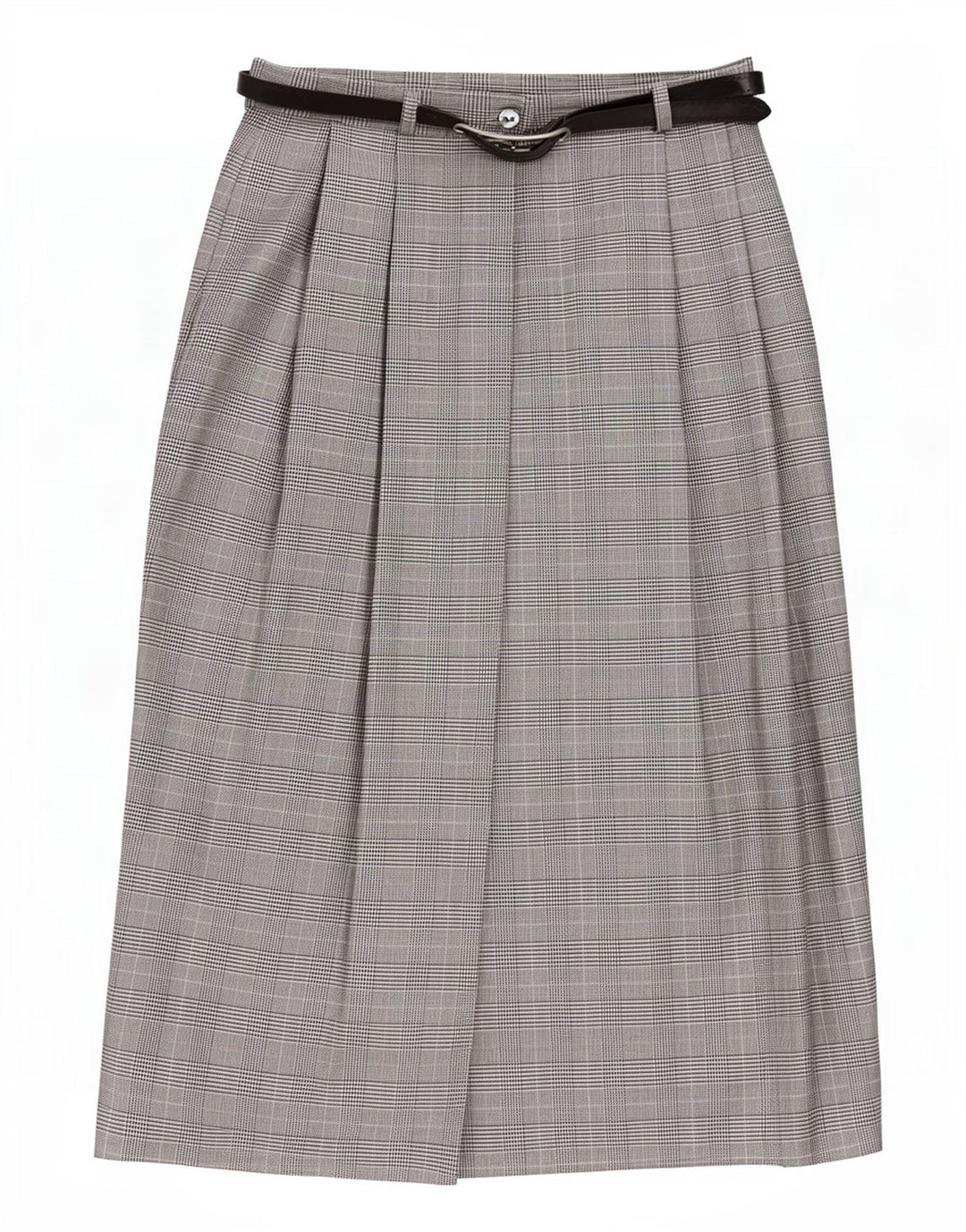 Vintage γυναικεία wrap φούστα UK 10 Small W27 Grey Houndstooth Polyester