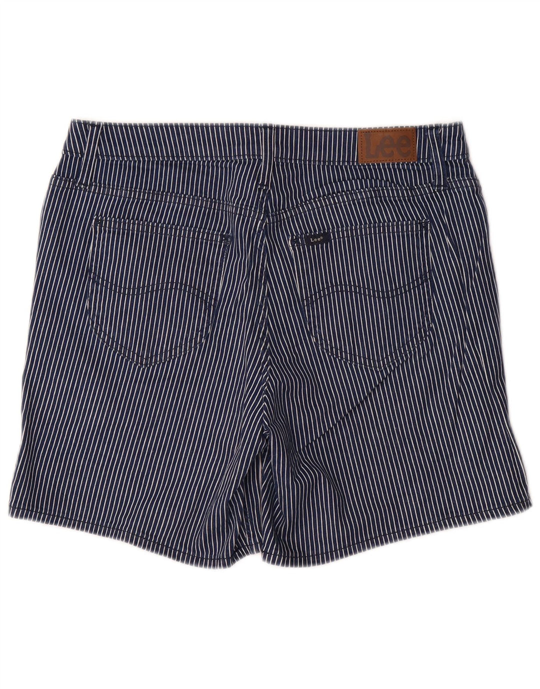 LEE Γυναικείο μεσαίου ύψους casual σορτς US 12 Large W32 Navy Blue Pinstripe