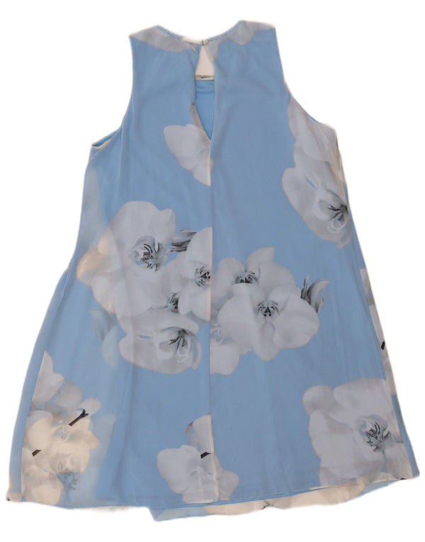 Calvin Klein Γυναικεία Αμάνικη Σκηνή Φόρεμα US 12 Large Blue Floral Polyester