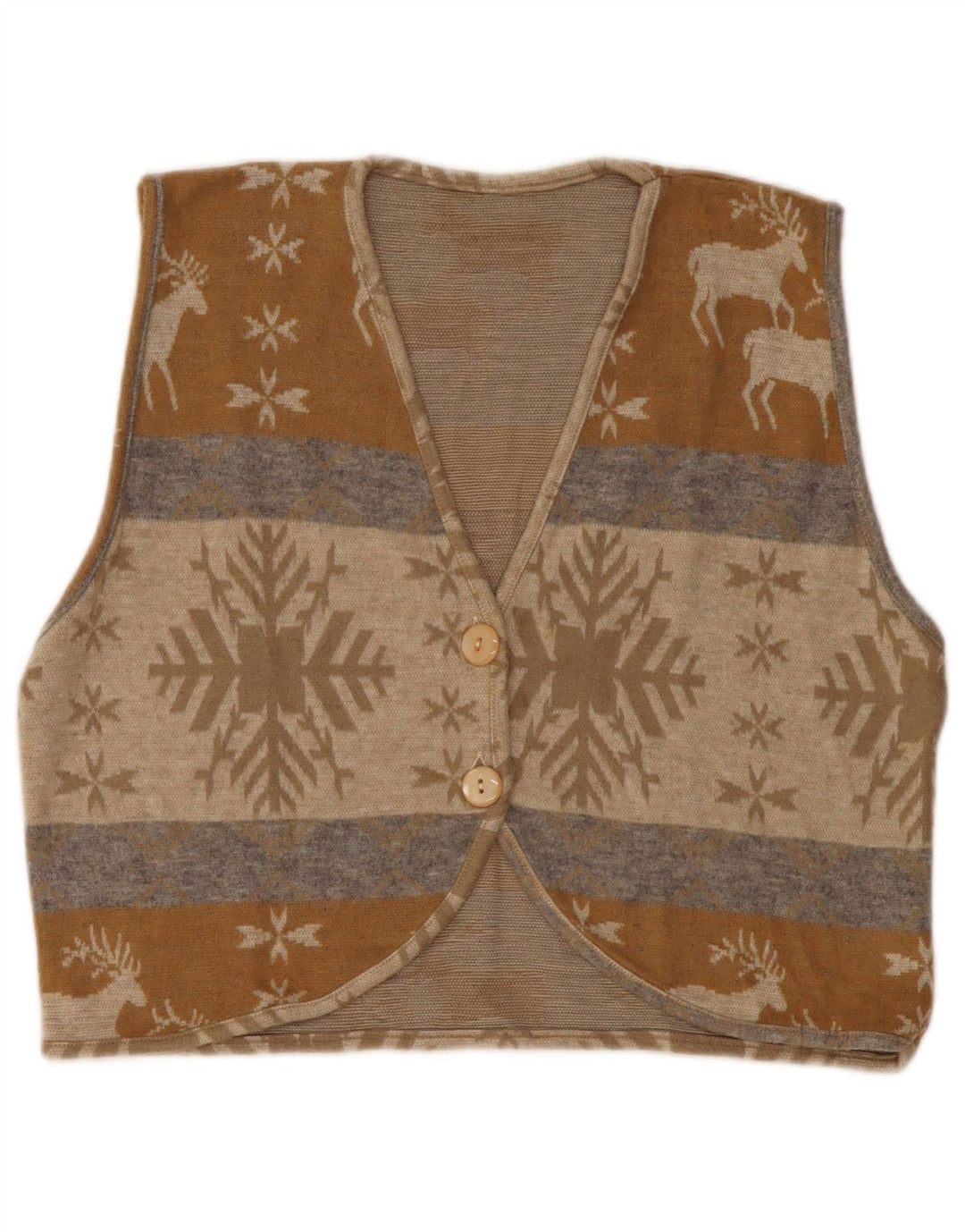 Γυναικείο πουλόβερ VINTAGE Crop Cardigan UK 14 Medium Beige Fair Isle