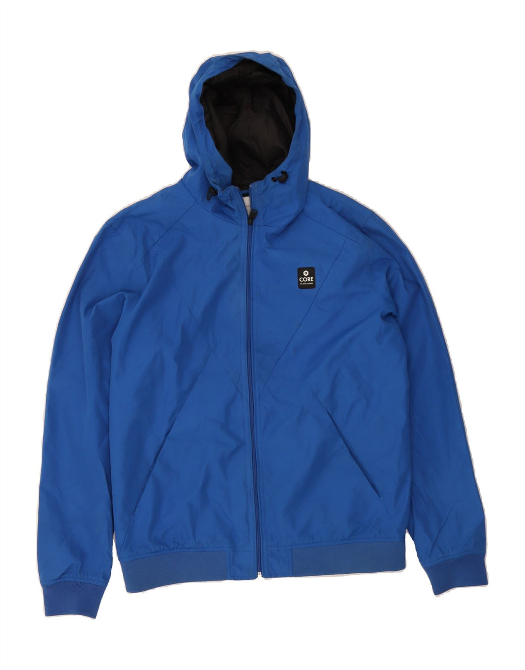 JACK & JONES Mens Hooded Rain Jacket UK 38 Medium Navy Blue Vintage Jack & Jones and Second-Hand Jack & Jones from Messina Hembry 