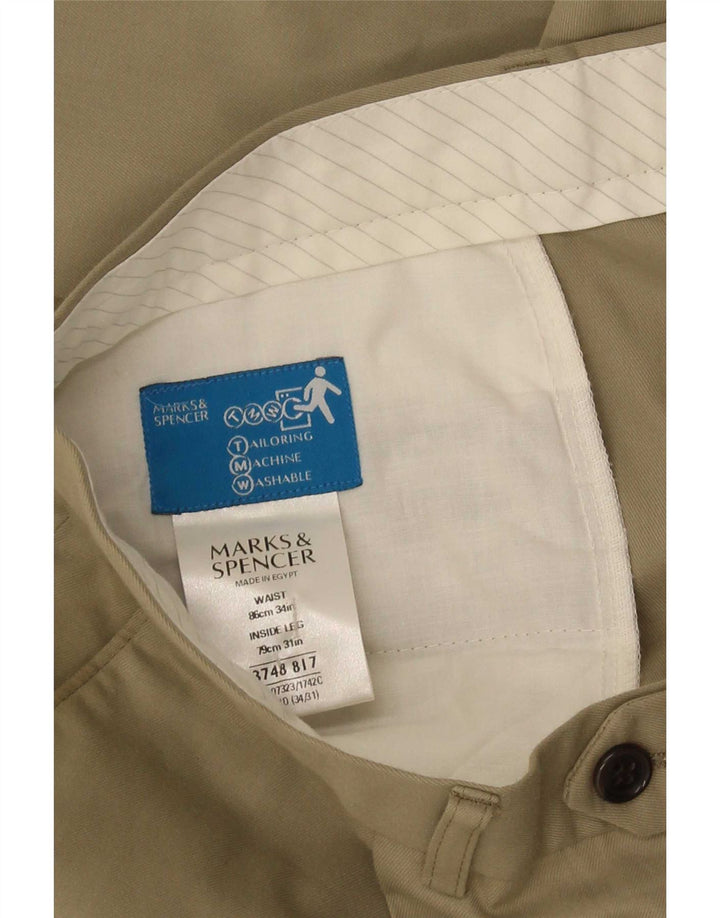 Marks & Spencer Ανδρικό παντελόνι casual W34 L31 Khaki Polyester
