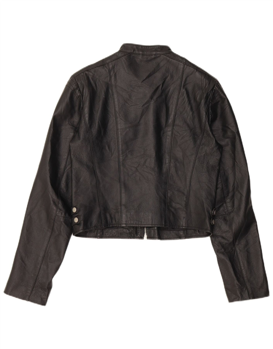 Conbipel Γυναικείο Crop Δερμάτινο Μπουφάν Biker IT 44 Μεσαίο Μαύρο Δερμάτινο