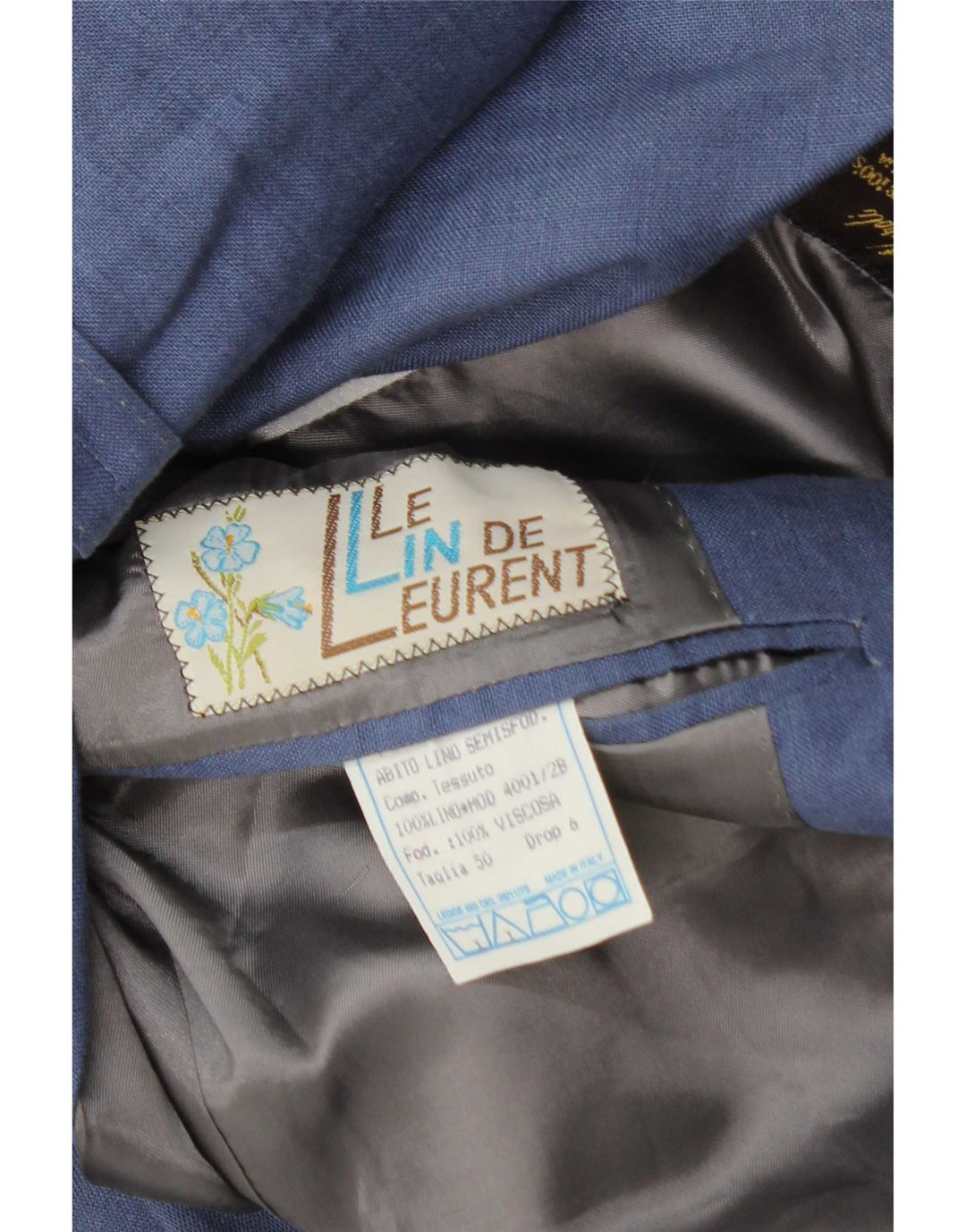 Vintage Ανδρικό Μπουφάν Blazer με 2 Κουμπιά IT 50 Μεγάλο Μπλε Λινό
