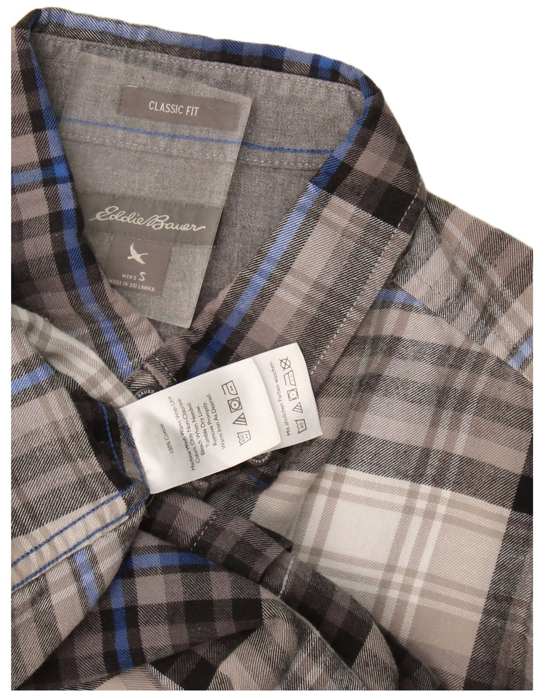 Eddie Bauer Ανδρικό πουκάμισο κλασικής φόρμας φανέλα μικρό γκρι βαμβακερό