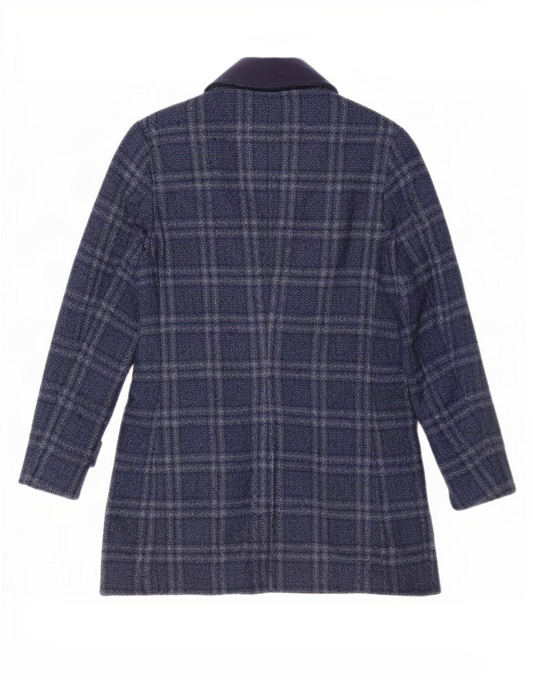Vintage Ανδρικό Πανωφόρι IT 46 Small Navy Blue Check Polyester