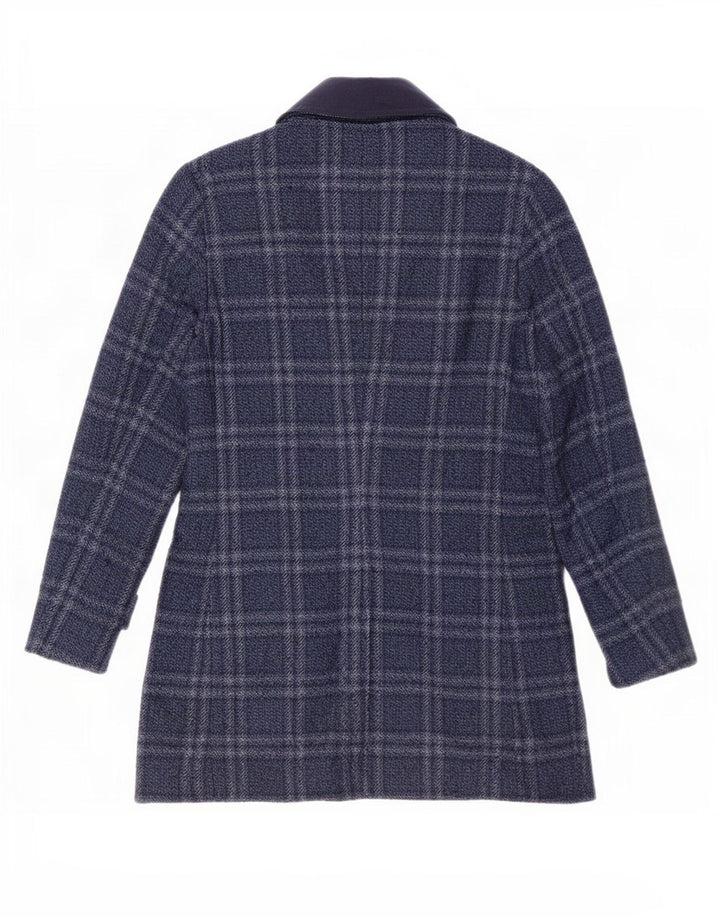 Vintage Ανδρικό Πανωφόρι IT 46 Small Navy Blue Check Polyester