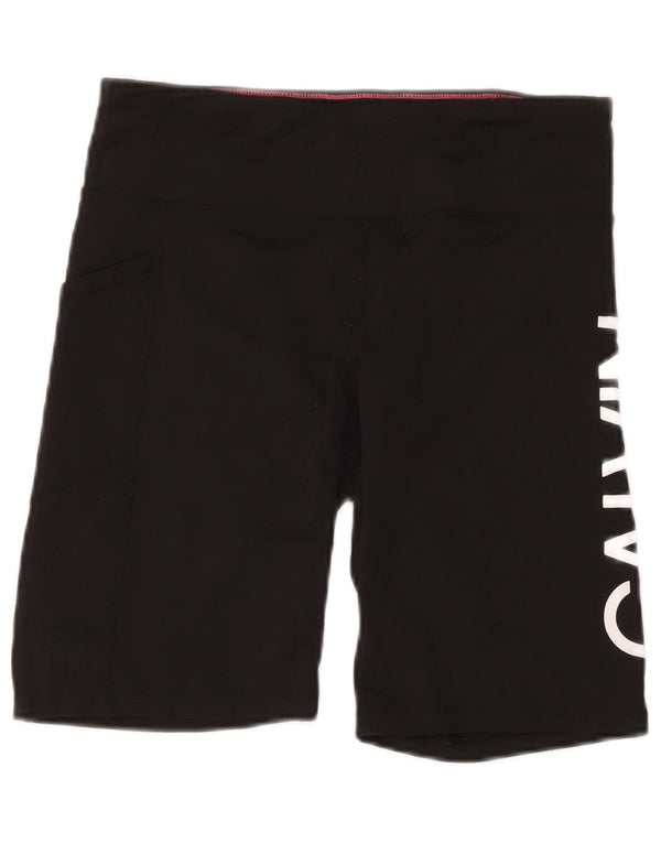 Γυναικείο γραφικό αθλητικό σορτς Calvin Klein UK 14 μεγάλο μαύρο νάιλον