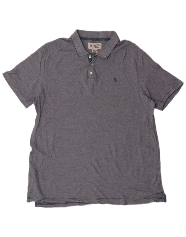 Ανδρικό μπλουζάκι πόλο PENGUIN 2XL μπλε ριγέ βαμβακερό Classic