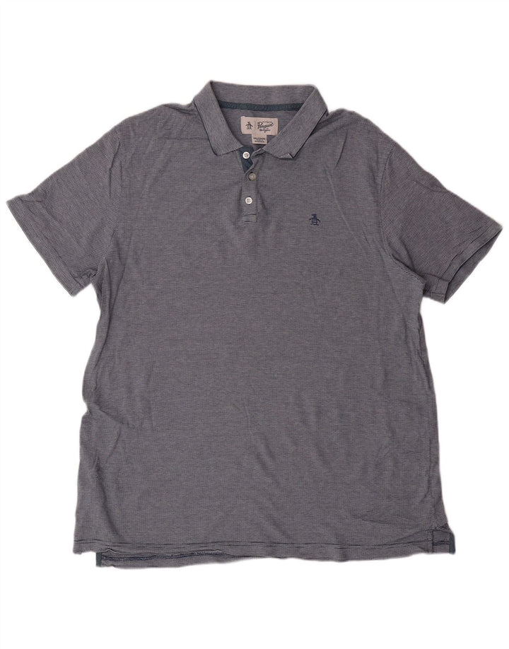 Ανδρικό μπλουζάκι πόλο PENGUIN 2XL μπλε ριγέ βαμβακερό Classic