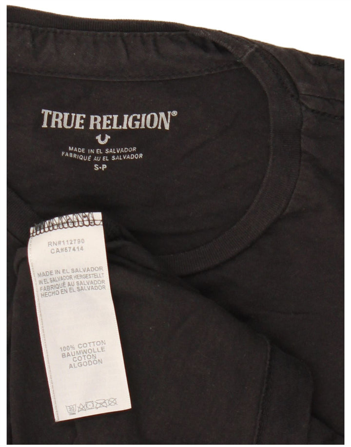 True Religion Ανδρικό γραφικό T-Shirt Top Μικρό μαύρο βαμβακερό