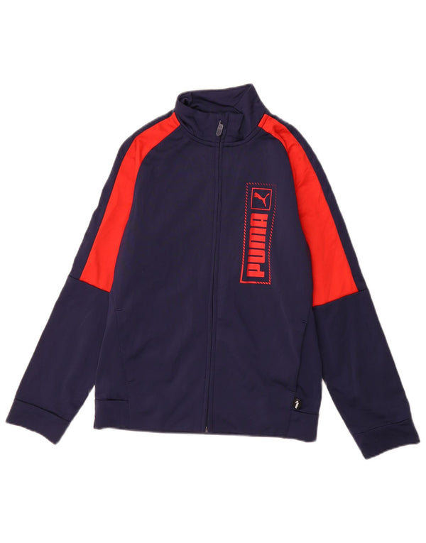 Puma Boys Graphic Tracksuit Top Jacket 11-12 Years Navy Blue Colourblock