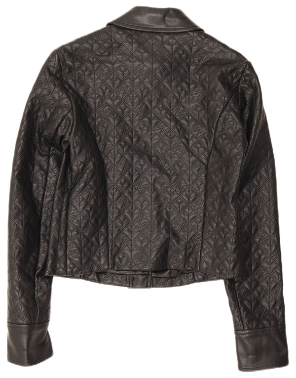 Guess Womens Crop Faux Leather Jacket US 2 XS Μαύρο Πολυαιθυλένιο