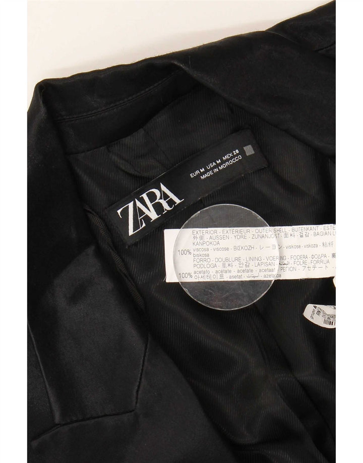 Zara Γυναικείο Open Blazer Jacket UK 14 Medium Black Viscose