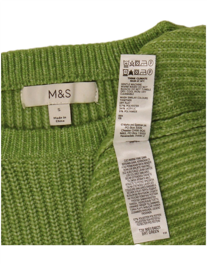 Marks & Spencer Γυναικείο πουλόβερ με λαιμό σκάφος UK 10 Small Green Polyester