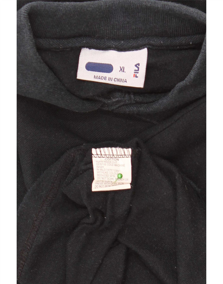 Ανδρικό πουκάμισο πόλο Fila XL Μαύρο βαμβακερό