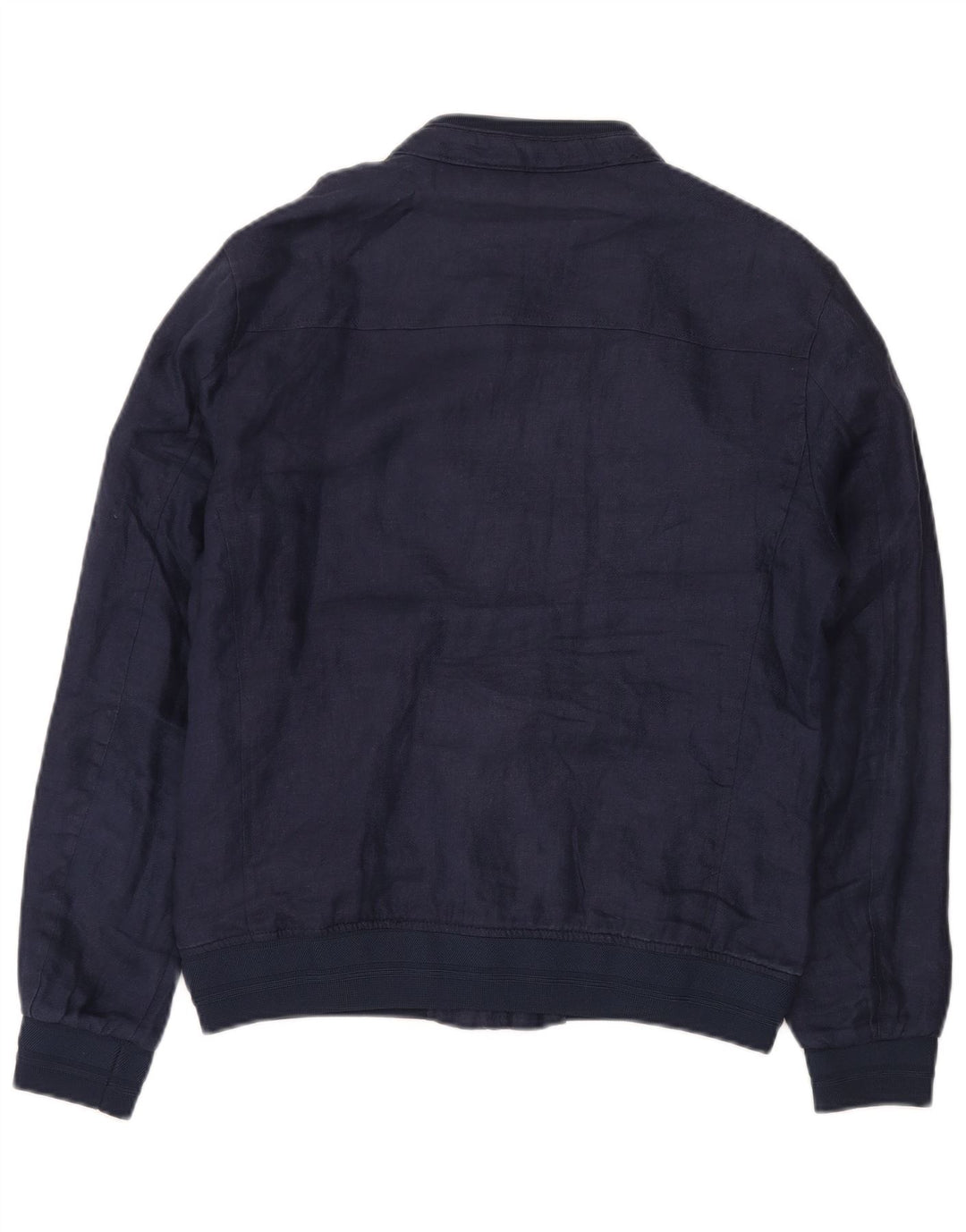 Zara Ανδρικό Bomber Jacket UK 40 Large Navy Blue Linen