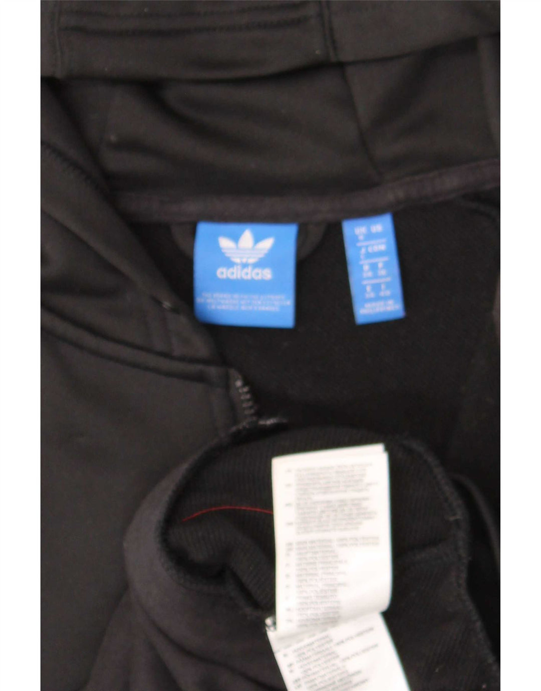 Γυναικείο πουλόβερ με κουκούλα με φερμουάρ Adidas UK 8 μικρό μαύρο πολυεστέρα