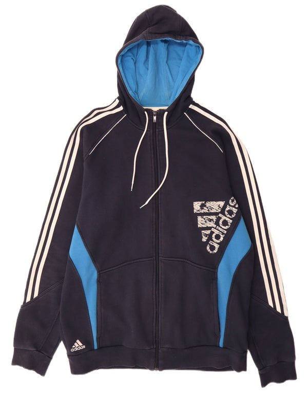 Ανδρικό πουλόβερ με κουκούλα με φερμουάρ Adidas XL Navy Blue Colorblock Sports