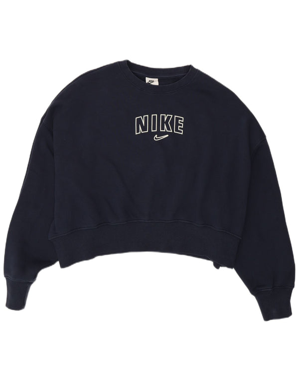 Γυναικείο φούτερ Nike Oversized Crop Graphic Jumper UK 6 XS Navy Blue