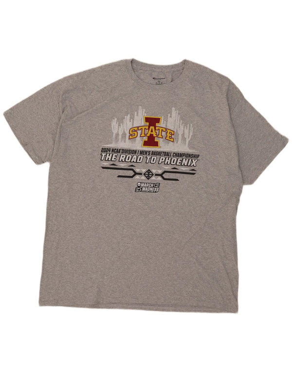 Champion Mens Lowa State Cyclones Graphic T-Shirt Top 2XL Γκρι βαμβακερό