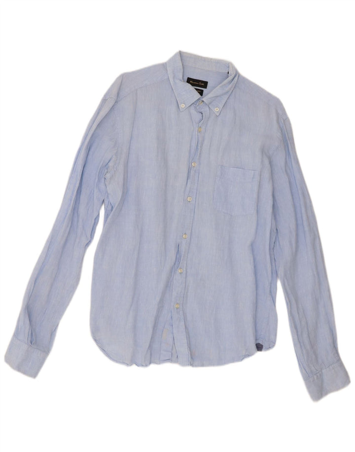 Ανδρικό πουκάμισο Massimo Dutti XL Μπλε λινό