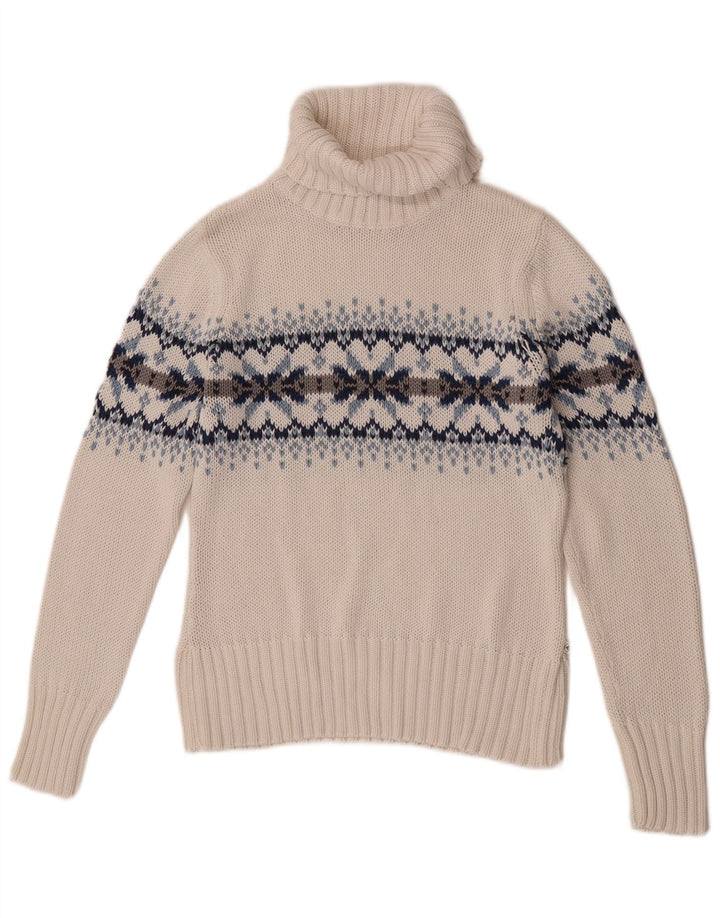 Tom Tailor γυναικείο πουλόβερ με ρολό λαιμόκοψη UK 14 Large White Fair Isle
