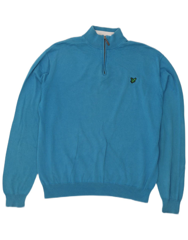 Ανδρικό πουλόβερ με φερμουάρ Lyle & Scott XL Μπλε βαμβακερό