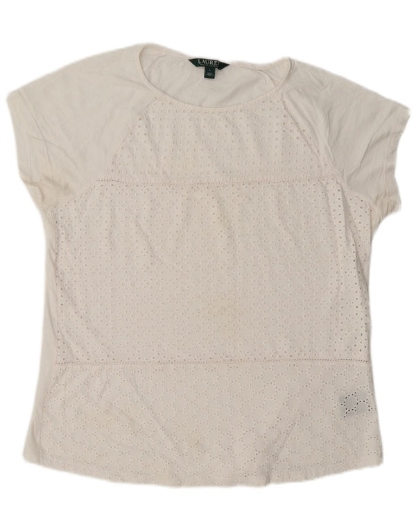 Γυναικεία μπλούζα Ralph Lauren τοπ UK 16 Large White Cotton