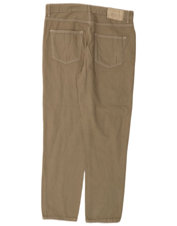 Zara Ανδρικό ίσιο καθημερινό παντελόνι EU 42 Large W32 L29 Μπεζ βαμβακερό