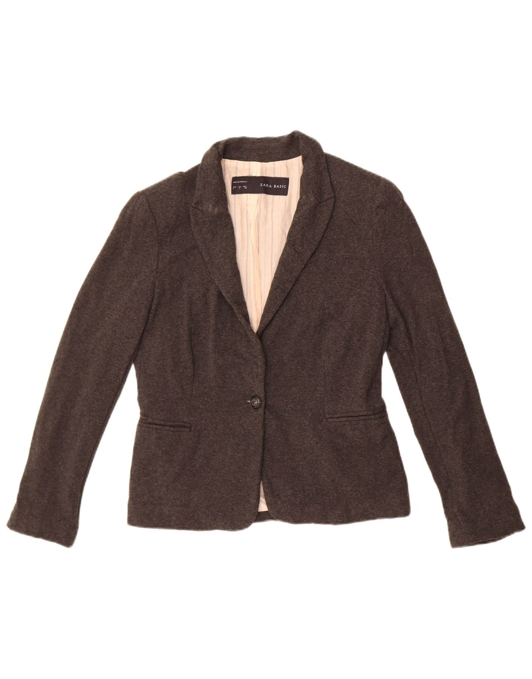 Zara Γυναικείο Μπουφάν 1 Κουμπί Blazer UK 14 Large Grey Acetate