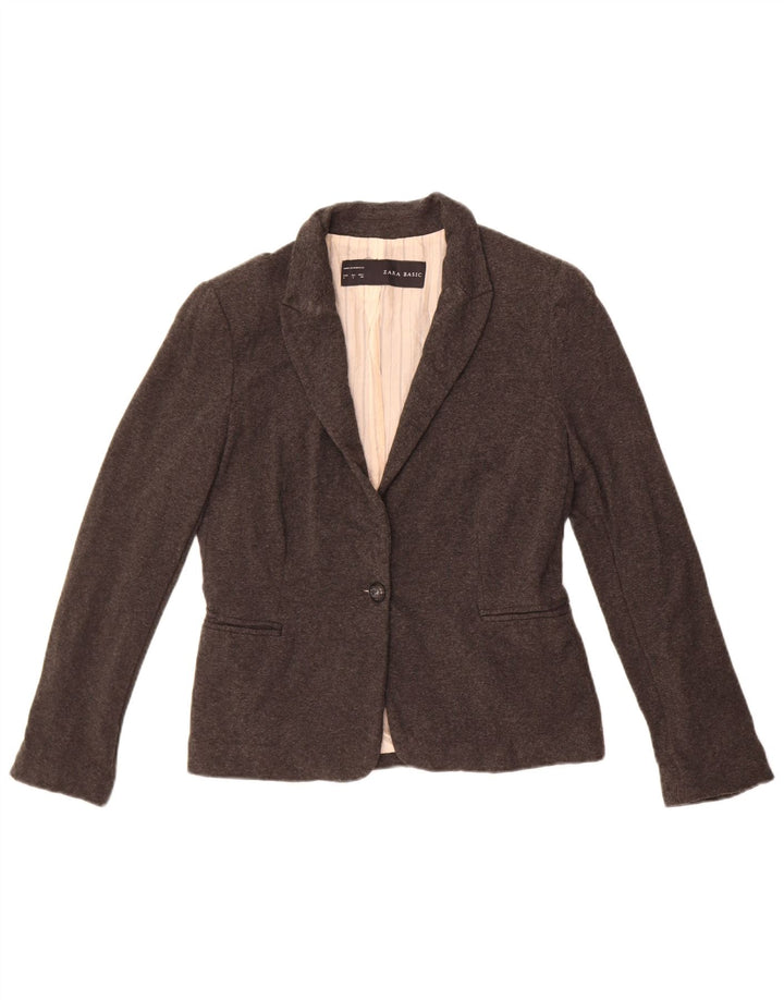 Zara Γυναικείο Μπουφάν 1 Κουμπί Blazer UK 14 Large Grey Acetate