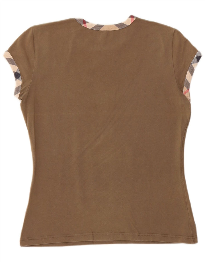 BURBERRY Γυναικείο T-Shirt Top UK 12 Medium Khaki Cotton