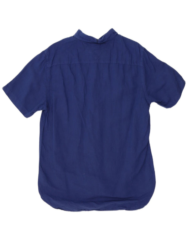 Tommy Hilfiger Boys κοντομάνικο πουκάμισο 15-16 ετών Μεγάλο Navy Blue λινό