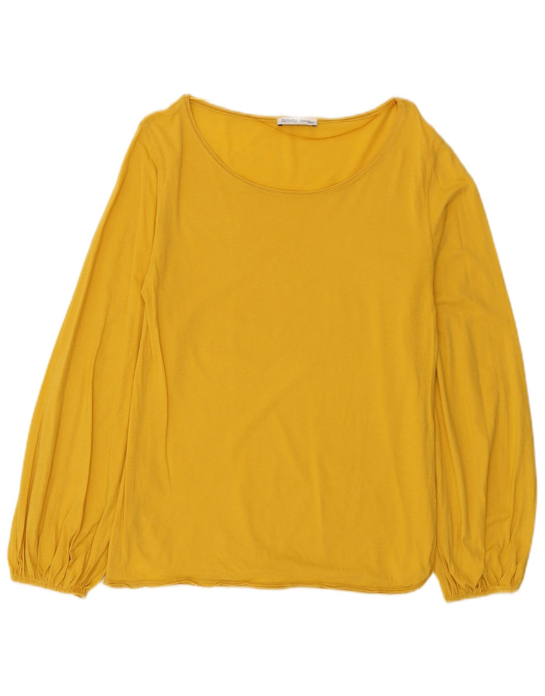 Zara Γυναικείο τοπ μακρυμάνικο UK 10 Small κίτρινο βαμβακερό
