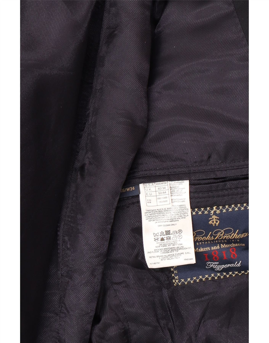 Brooks Brothers Ανδρικό μπλέιζερ με 2 κουμπιά μπουφάν UK 40 Large Navy Blue Wool