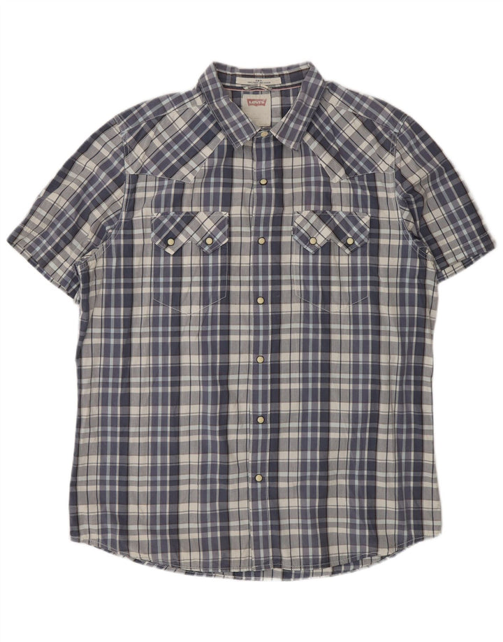 Ανδρικό κοντομάνικο πουκάμισο LEVI'S Slim Fit XL Μπλε βαμβακερό