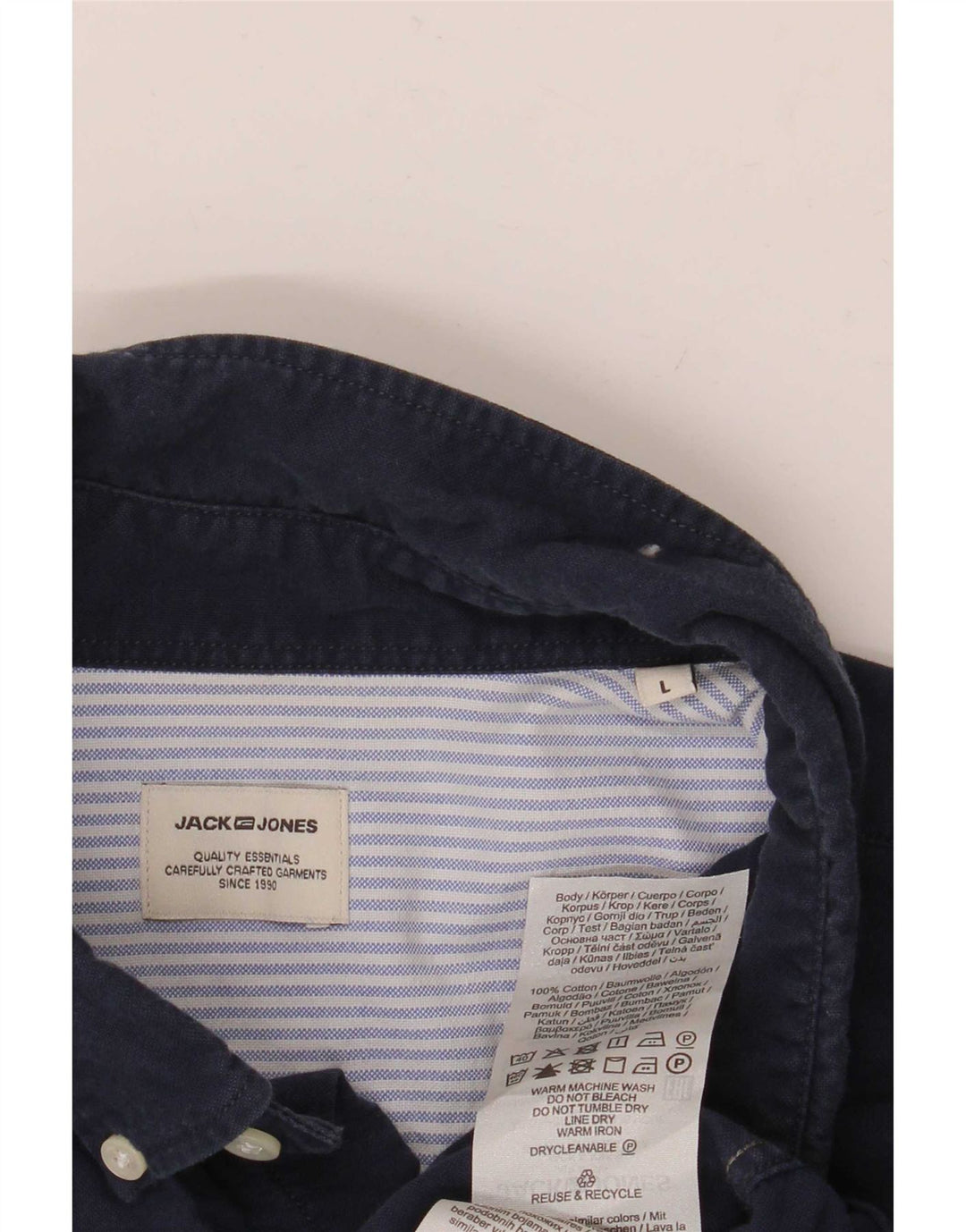 Ανδρικό πουκάμισο Jack & Jones, μεγάλο μπλε βαμβακερό